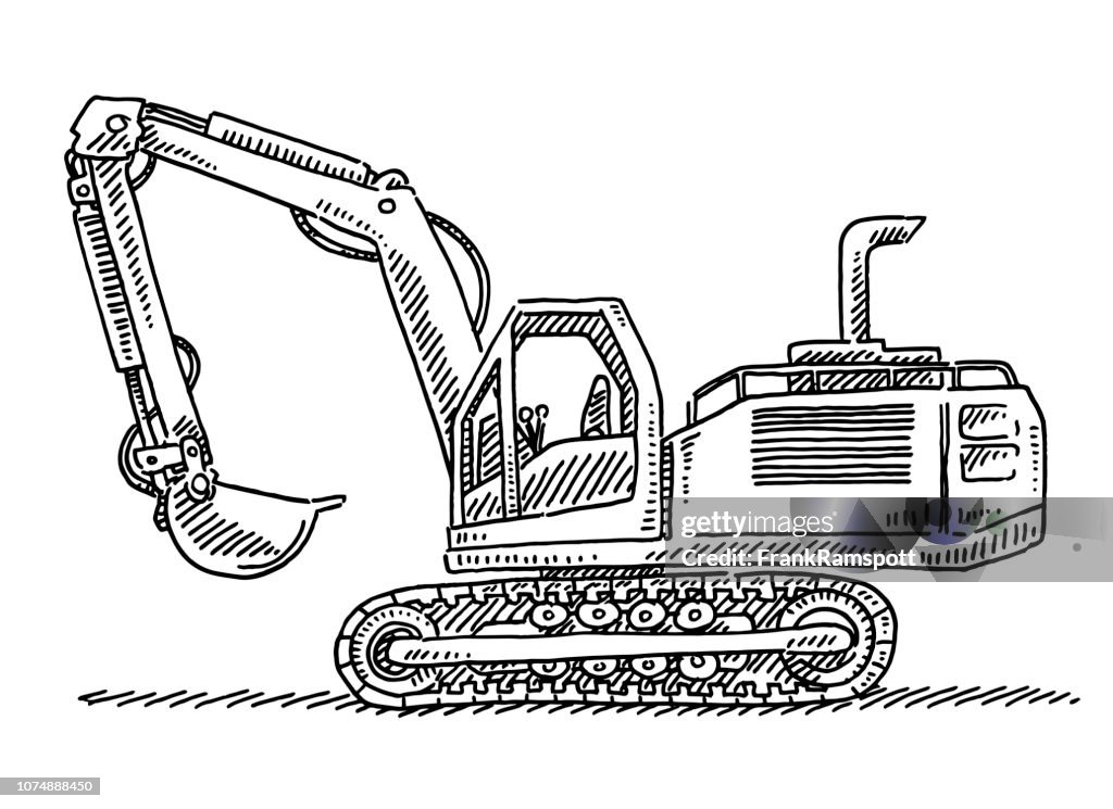 Excavator Vehicle Drawing