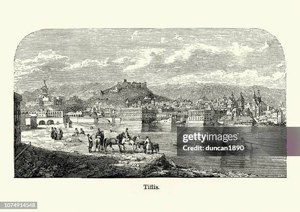 tbilissi (tiflis), georgien, 19. jahrhundert - floß stock-grafiken, -clipart, -cartoons und -symbole