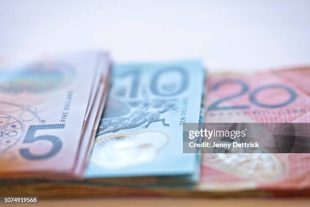 australian dollars - five dollar bill stock pictures, royalty-free photos & images