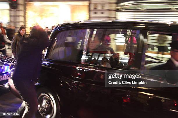 Youth attacks the car containing Prince Charles, Prince of Wales and Camilla, Duchess of Cornwall en route to the Royal Veriety Performace at the...