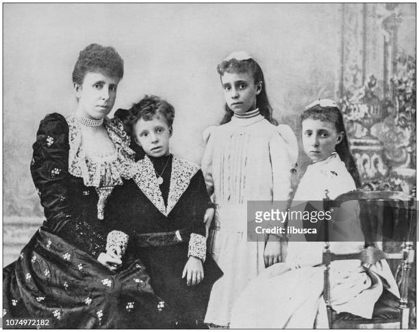 antique historical photographs from the us navy and army: spanish royal family - 1900s woman stock illustrations