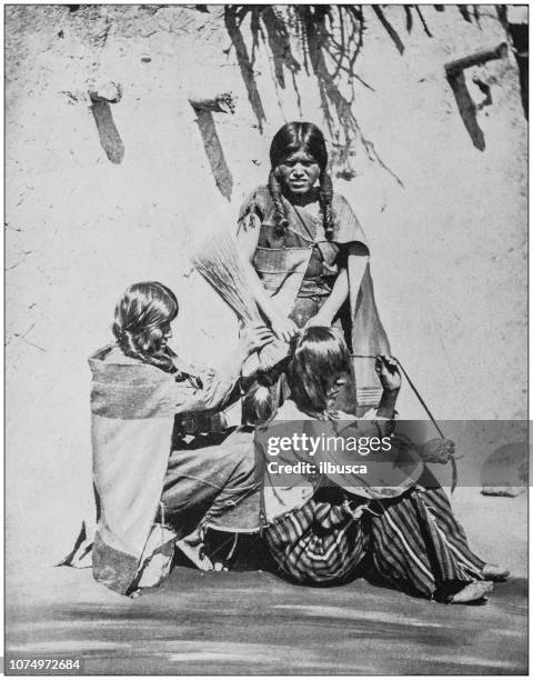 antike historische fotografien aus der us-marine und armee: azteken - indian soldier stock-grafiken, -clipart, -cartoons und -symbole