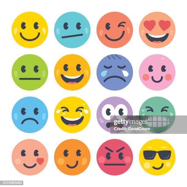 ilustrações de stock, clip art, desenhos animados e ícones de emoticon set - rosto antropomórfico