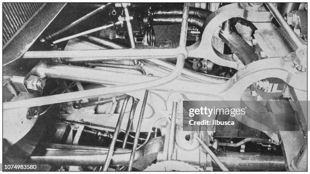 antique historical photographs from the us navy and army: engine room of "charleston" - engine room stock illustrations