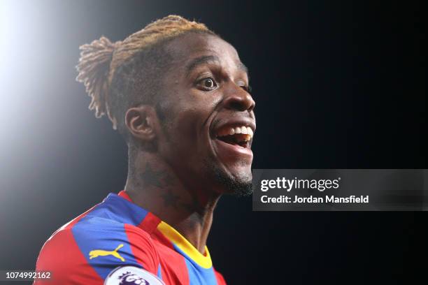 Wilfred Zaha of Crystal Palace reacts during the Premier League match between Crystal Palace and Cardiff City at Selhurst Park on December 26, 2018...