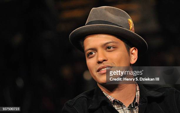 Bruno Mars tapes a Fuse episode for Z100's Jingle Ball at fuse Studios on December 9, 2010 in New York City.
