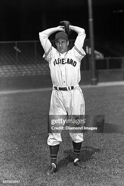 Pitcher Bob Feller of the Cleveland Indians poses for a portrait prior to a game in 1945.