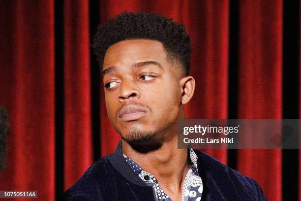 Actor Stephan James on stage during The Academy of Motion Picture Arts and Sciences official screening of "If Beale Street Could Talk" at the MoMA,...