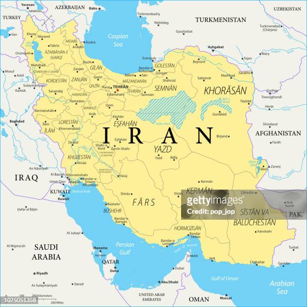 stockillustraties, clipart, cartoons en iconen met kaart van iran - vector - teheran
