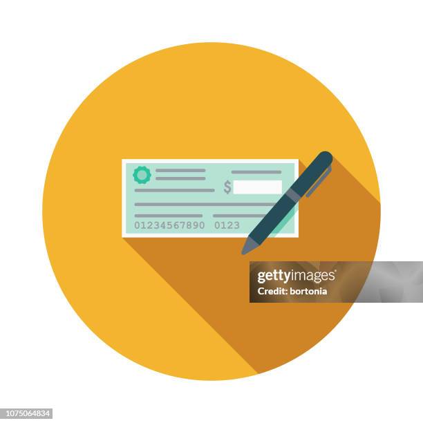 illustrations, cliparts, dessins animés et icônes de chèque design plat charité & don icône - chèque