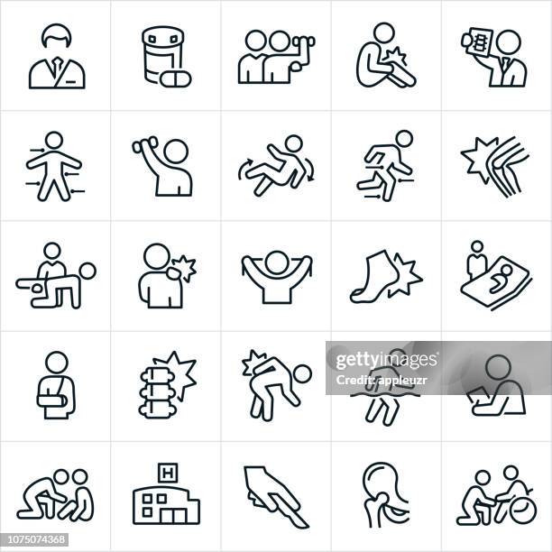 orthopädie und rehabilitation-symbole - prothese stock-grafiken, -clipart, -cartoons und -symbole