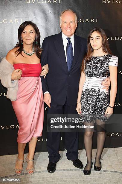 Beatrice Bulgari, Nicola Bulgari and their daughter attend the Exhibition Launch for Bulgari 125th Anniversary Celebration at Grand Palais on...