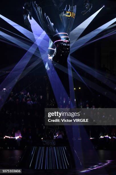 Model walks runway during the Dior Pre-Fall 2019 Men's Collection fashion show at Telecom Center on November 30, 2018 in Tokyo, Japan.