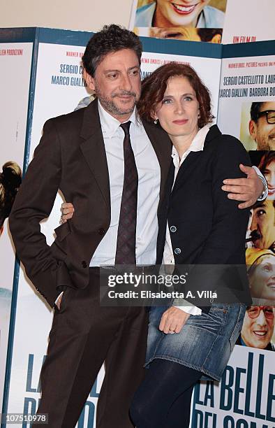 Actor / director Sergio Castellitto and writer Margareth Mazzantini attend "La Bellezza Del Somaro" photocall at the Bernini Bristol Hotel on...