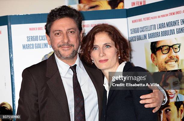 Actor / director Sergio Castellitto and writer Margareth Mazzantini attend "La Bellezza Del Somaro" photocall at the Bernini Bristol Hotel on...