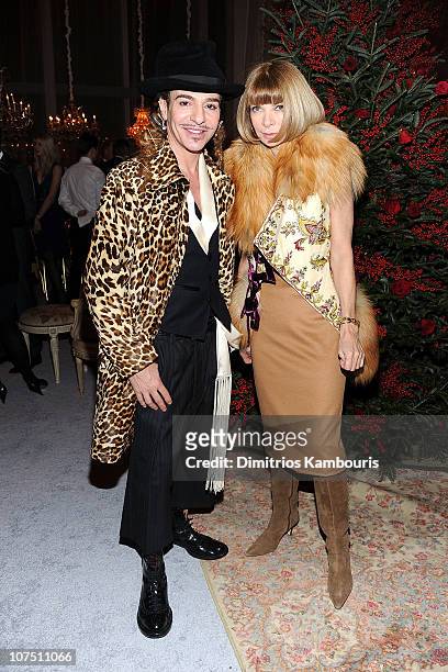 Designer John Galliano and Anna Wintour attend the Dior celebration of the reopening of its 57th Street Boutique - Dinner at LVMH Tower Magic Room on...