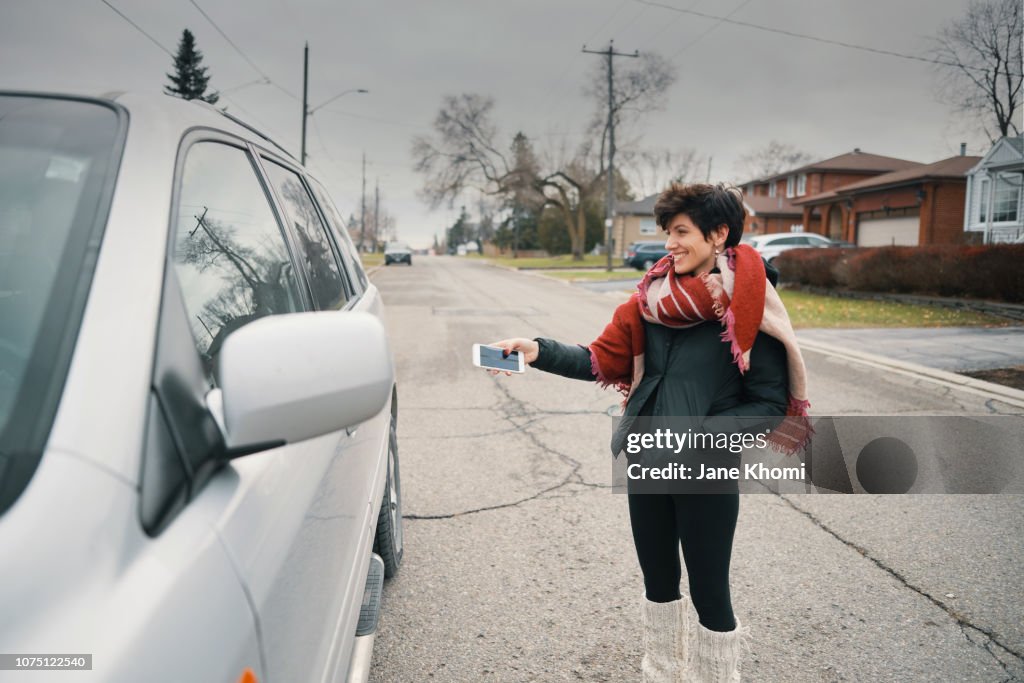 Woman enjoy her self-drive car