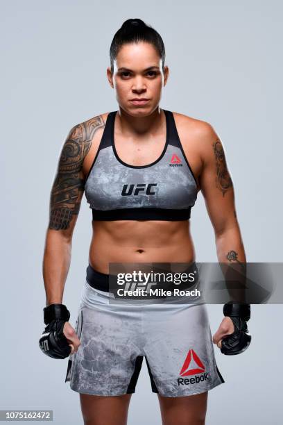 Amanda Nunes of Brazil poses for a portrait during a UFC photo session on December 26, 2018 in Las Vegas, Nevada.