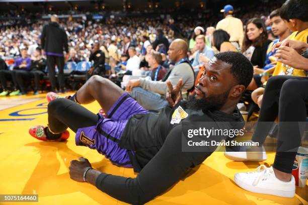 Lance Stephenson of the Los Angeles Lakers poses for a photo during a game against the Golden State Warriors on December 25, 2018 at ORACLE Arena in...