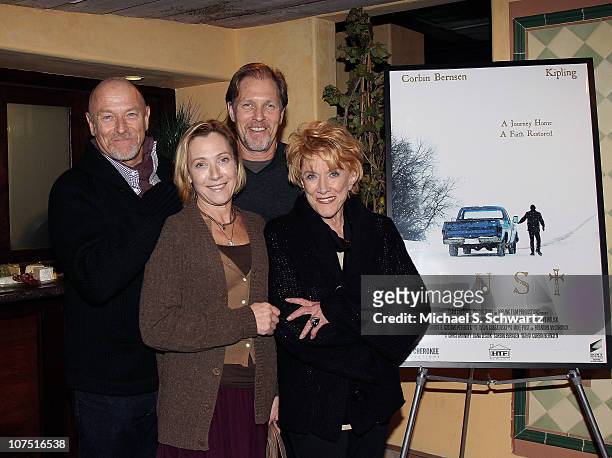 Corbin Bernsen, Caren Bernsen and Collin Bernson, pose with their mother actress Jeanne Cooper at the screening of "Rust" at Raleigh Studios on...