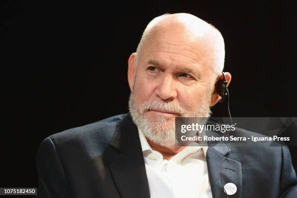 American photographer Steve McCurry attends the Biennale della Cooperazione at Palazzo Re Enzo on November 30, 2018 in Bologna, Italy.