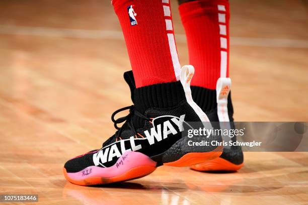 The sneakers of John Wall of the Washington Wizards as seen during the game against the Detroit Pistons on December 26, 2018 at Little Caesars Arena...