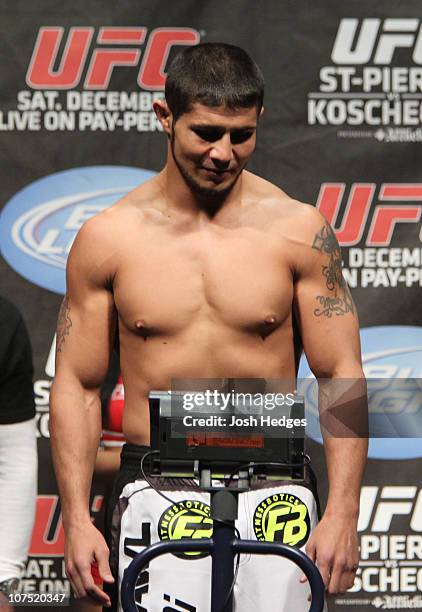 Joe Stevenson weighs in at 155.5 lbs at the UFC 124 Weigh-in at the Bell Centre on December 10, 2010 in Montreal, Quebec, Canada.