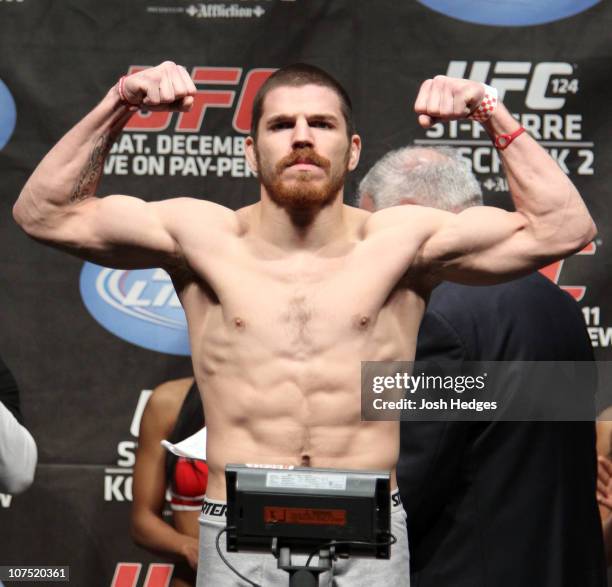 Jim Miller weighs in at 155 lbs at the UFC 124 Weigh-in at the Bell Centre on December 10, 2010 in Montreal, Quebec, Canada.