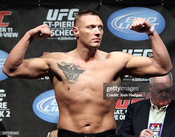 Sean McCorkle weighs in at 264 lbs at the UFC 124 Weigh-in at the Bell Centre on December 10, 2010 in Montreal, Quebec, Canada.