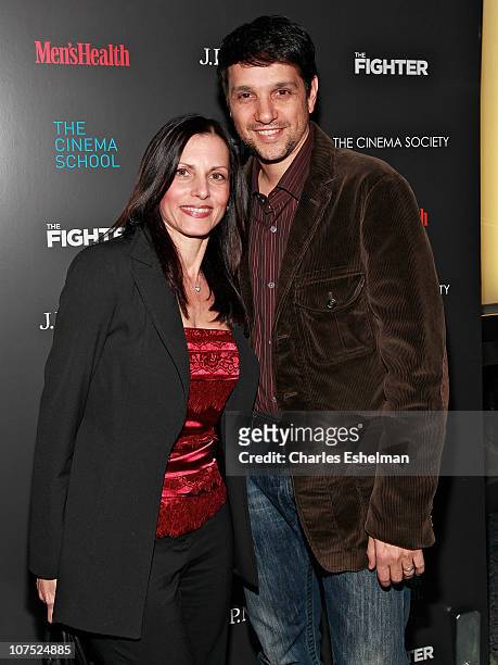 Actor Ralph Macchio and wife Phyllis Fierro attend The Cinema Society & Men's Health screening of "The Fighter" To Benefit The Cinema School at SVA...