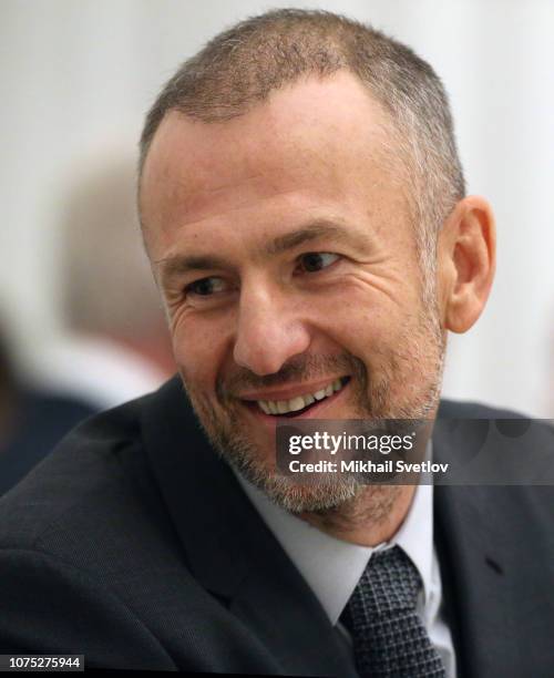 Russian billionaire and businesman Andrey Melnichenko attends a meeting with top busimessmen at the Kremlin, in Moscow, Russia, December 2018. Putin...