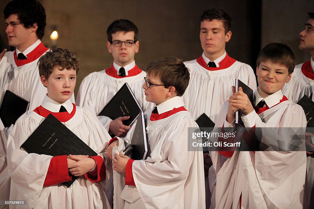Kings College Choir Rehearse 'A Festival of Nine Lessons and Carols'
