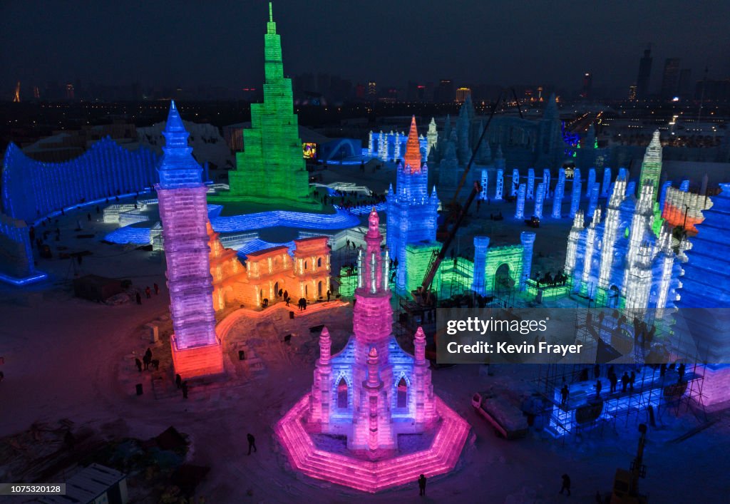 Workers In China Prepare For World's Largest Ice Festival