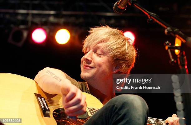 Singer Samu Haber of Sunrise Avenue performs live during a concert at the Huxleys on December 11, 2010 in Berlin, Germany.