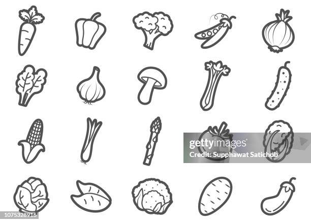 gemüse-linie icons set - onion stock-grafiken, -clipart, -cartoons und -symbole