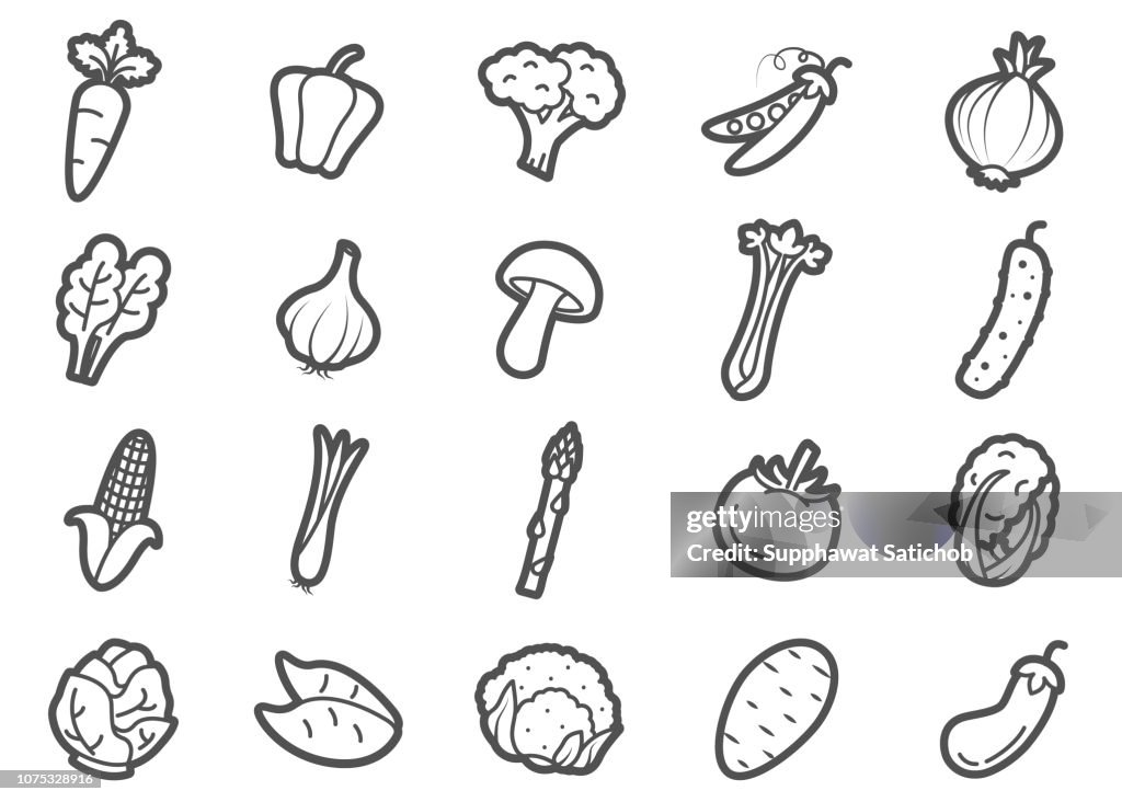 Vegetables Line Icons Set