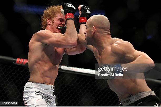 Sean Pierson fights against Matt Riddle during their Welterweight bout during UFC 124 at the Centre Bell on December 11, 2010 in Montreal, Quebec,...