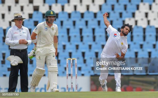Pakistan's Mohammad Amir bowls during day three of the 1st cricket test match between South Africa and Pakistan at SuperSport Park cricket stadium on...