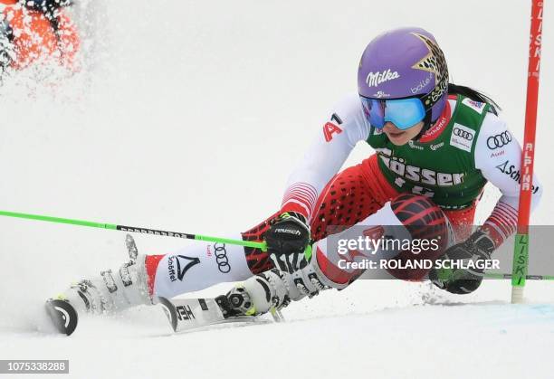 Anna Veith of Austria competes in the first run of the Women's Giant Slalom event at the FIS Alpine Skiing World Cup in Semmering, Austria, on...