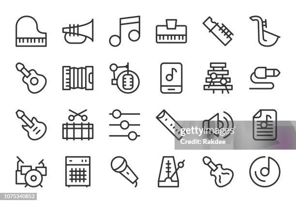 musik-equipment icons - light line serie - bassgitarre stock-grafiken, -clipart, -cartoons und -symbole