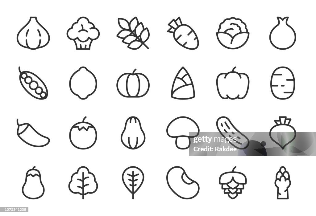 Vegetable Icons - Light Line Series