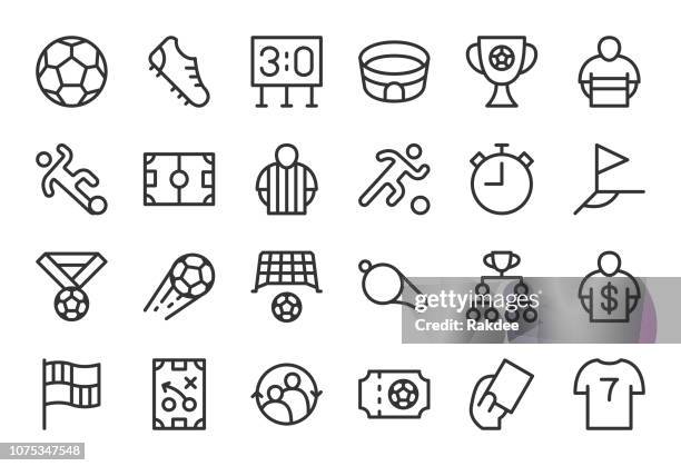 soccer football icons - light line series - soccer player vector stock illustrations