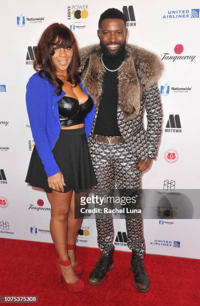 Pilot Jones and Briana Latrise attends Ebony Magazine's 'Ebony's Power 100 Gala' at The Beverly Hilton Hotel on November 30, 2018 in Beverly Hills,...