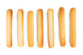 bread sticks on white background.