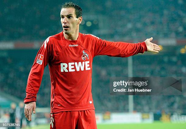 Petit of 1 FC Koeln gives instructions during the Bundesliga match between 1.FC Koeln and Eintracht Frankfurt at RheinEnergie Stadium on December 11,...