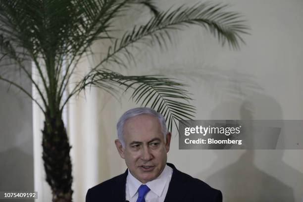 Israels Prime Minister Benjamin Netanyahu arrives for a meeting with Brazil's President-elect Jair Bolsonaro at the Copacabana fort in Rio de...