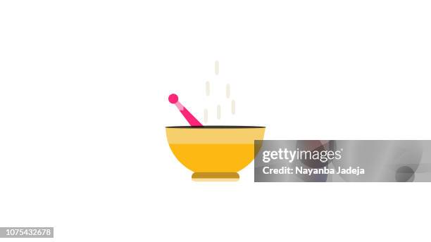 soup bowl colored vector icon - soup bowl stock illustrations