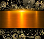 Gold background metallic with gears