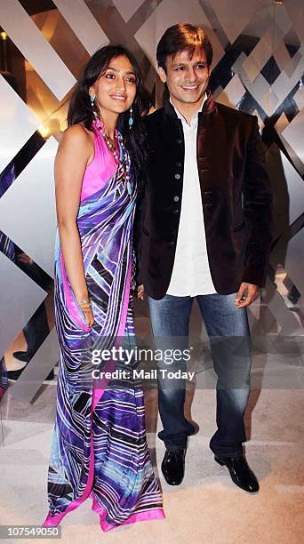 Vivek Oberoi with his wife Priyanka at an event hosted by Christopher Bailey in Mumbai to celebrate the brand Burberry's presence in India.