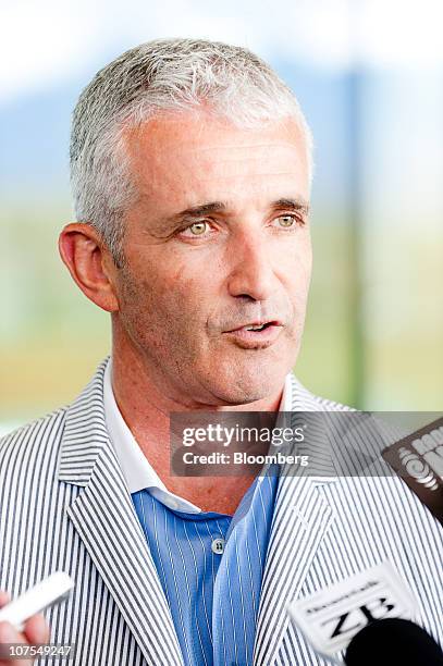 Rob Fyfe, chief executive officer of Air New Zealand Ltd., speaks to the media at the official welcoming for the Star Alliance annual meeting in...